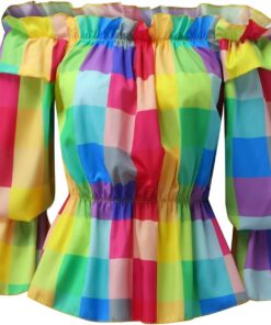 Camisa Camiseta Mujeres Sexy con Hombros Descubiertos Sexy Raya Blusa Casual Top Shirt Verano de Estampado de Flores Manga Larga Multicolor Tops TeñidoTops con Manga de Linterna