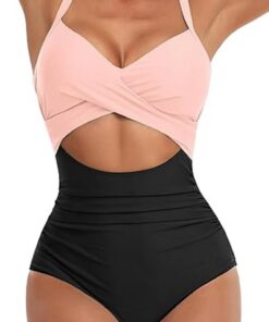 Traje de baño de una pieza para mujer, con abertura y lazo en la espalda