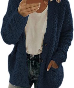 Genérico Chaqueta con Capucha de Invierno para Mujer Sudadera con Capucha para Mujer Invierno Cremallera Abrigo Cálido Sherpa Forrado Chaqueta Fleece Cárdigan Manga Larga Hoodie