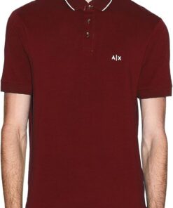 Armani Exchange Essential, Short Sleeve Stiped Collar Side Monogram Logo Polo Hombre