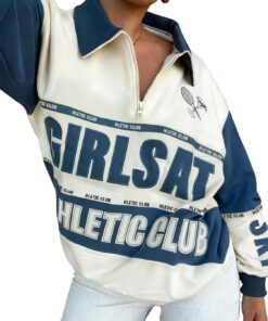 Sudaderas con capucha para mujer, con cremallera de un cuarto y letras gráficas, a la moda, cuello alto falso, ropa de invierno