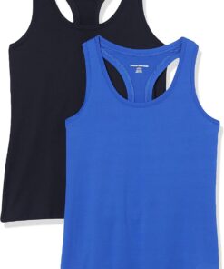 Amazon Essentials Top Deportivo sin Mangas de Secado Rápido, Elástico, Espalda Cruzada y Cuello Redondo Mujer, Paquetes Múltiples