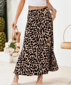 Maxifalda de cintura alta para mujer, acampanada, holgada, casual, ligera, para verano, playa, bohemia