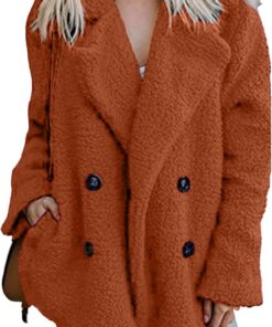 OMZIN Mujeres Casual Frente Abierto De Lana De Imitación Chaqueta De Gran Tamaño Caliente De Invierno Con Bolsillo