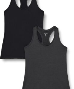 Amazon Essentials Top Deportivo sin Mangas de Secado Rápido, Elástico, Espalda Cruzada y Cuello Redondo Mujer, Paquetes Múltiples