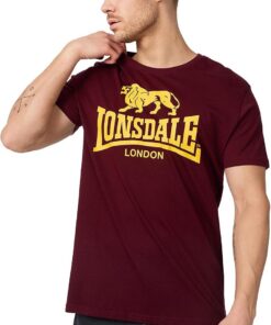 Lonsdale London Logo Hombre Camiseta Negro Regular | Camiseta de ropa de calle, camiseta informal de algodón peinado, camiseta ligera y cómoda para deporte y el día a día