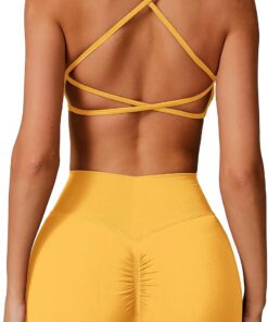 IMEKIS Conjunto de gimnasio de 2 piezas para mujer, traje deportivo Crossback con cintura alta, pantalones cortos de yoga, fitness, ropa deportiva, entrenamiento, jogging y pilates