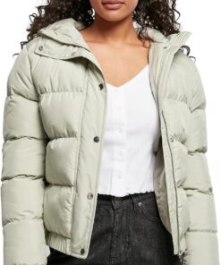 Urban Classics Ladies Hooded Puffer Jacket Mujer Chaqueta entre-tiempo Negro