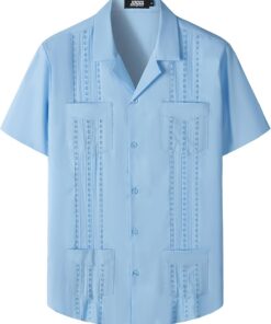 JOGAL Guayabera - Camisa cubana de manga corta para niños, casual, con botones