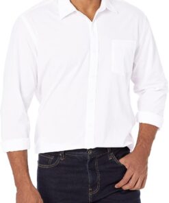 Amazon Essentials Hombre Camisa Informal de Popelina con Manga Larga y Corte Recto