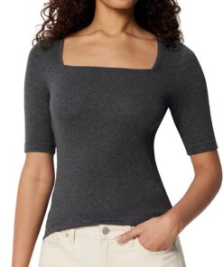 Amazon Essentials Camiseta Entallada con Media Manga y Cuello Cuadrado Mujer