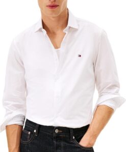 Tommy Hilfiger Flex Dobby SF Shirt Mw0mw41684 Camisa L/S Hombre (Pack de 1)