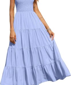 PRETTYGARDEN Smocked Tank Summer Dresses For Women 2025 Sleeveless Wedding Guest Dresses For Women Long Dress Vestido Informal Mujer