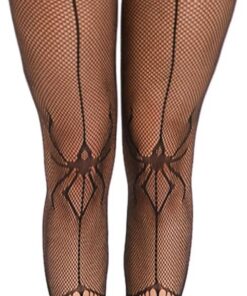 Simply Joshimo Mallas de Halloween con patrón de red negra para mujer, varios estampados de telaraña, fantasma, calavera, hueso y murciélago, para moda gótica