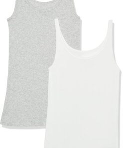 Amazon Essentials Top ajustado sin mangas y con tirantes finos Mujer, Paquete de 2