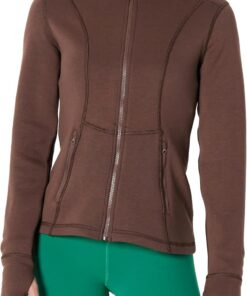 Amazon Essentials Mujer Sudadera con Capucha Entallada y Transpirable con Cremallera y Orificios para los Pulgares