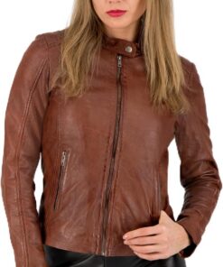 URBAN 5884 Gigi Chaqueta de Cuero para Mujer, Suave y Genuino Cuero, Abrigo de Cuero Mujer (Pack de 1)