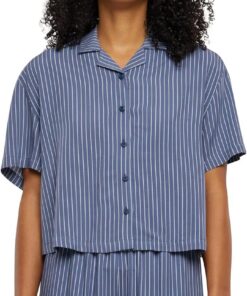 URBAN CLASSICS Camisa de verano de manga corta para mujer de viscosa, camisa hawaiana para mujer con estampado floral, cierre de botones, tallas de XS a 5XL