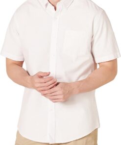 Amazon Essentials Camisa Oxford con Bolsillo de Manga Corta y Ajuste Normal Hombre