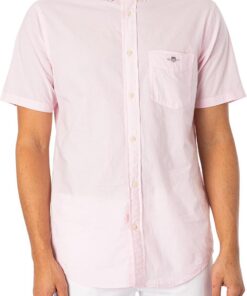 GANT Hombre Camisa Regular De Popelina Manga Corta, Light Blue