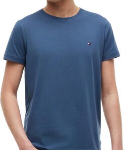 Tommy Hilfiger Camiseta de Manga Corta Hombre Stretch Slim Fit tee Cuello Redondo