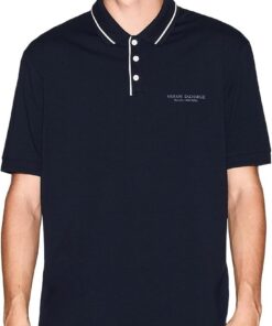 Armani Exchange Essential, Striped Collar Side Milano-New York Logo Lettering Polo para Hombre