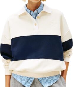 Tommy Hilfiger Gold Btn Rugby Fleece Swtsrt Ww0ww48785 Sudadera sin Botones Mujer (Pack de 1)