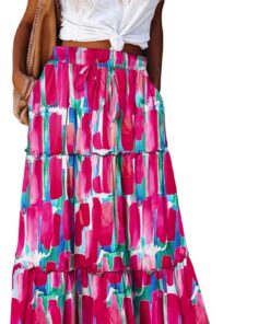 Earkoha - Falda larga maxi informal, con cintura alta, estampado de cachemir y bolsillos