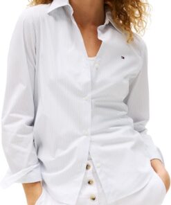 Tommy Hilfiger Camisa Mujer Poplin Regular con Cuello francés
