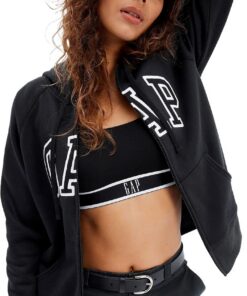 Gap Logo Hoodie Hooded Full Zip Sweatshirt Sudadera con Capucha Mujer (Pack de 1)