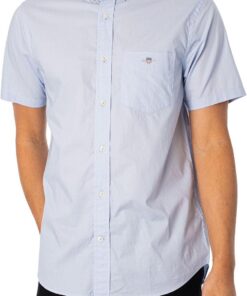 GANT Hombre Camisa Regular De Popelina Manga Corta, Light Blue