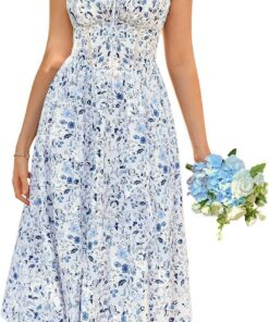 SCARLET DARKNESS Vestido de corsé floral para mujer, vestido casual de verano con bolsillos