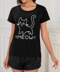 Conjunto de pijama de manga corta para mujer, lindos pantalones cortos, 2 piezas, ropa de dormir suave, conjunto casual para mujer