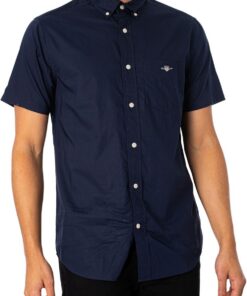 GANT Hombre Camisa Regular De Popelina Manga Corta, Light Blue