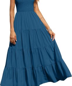 PRETTYGARDEN Smocked Tank Summer Dresses For Women 2025 Sleeveless Wedding Guest Dresses For Women Long Dress Vestido Informal Mujer