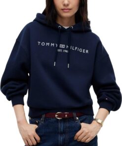 Tommy Hilfiger Corp Logo Mdrn Hoodie Ww0ww47832 Sudadera con Capucha Mujer (Pack de 1)