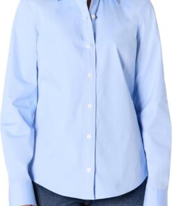 Amazon Essentials Camisa de Vestir con Botones de Popelina Elástica Mujer