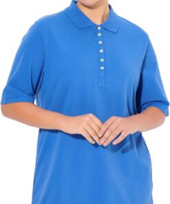 Ulla Popken Poloshirt, Piqué, Polokragen, Samt-Knopfleiste, Halbarm Camiseta Mujer