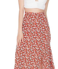 Trendyol Falda con Estampado Floral Verde Falda Mujer (Pack de 1)