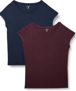 Amazon Essentials Mujer Camiseta de Jersey con Cuello de Barco de Manga Corta y Corte Estándar