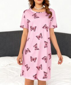 Camisón de dormir para mujer, ajuste holgado, pijama casual, cómodo para viajes en casa o uso en verano