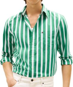 Tommy Hilfiger Flex Poplin Bold Stripe Shirt Mw0mw41715 Camisa L/S Hombre (Pack de 1)