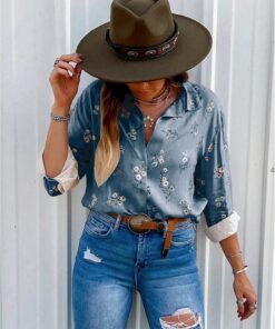Camisa de manga larga con botones para mujer, con estampado floral, informal, para primavera