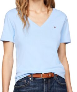 Tommy Hilfiger Camiseta de Manga Corta Mujer New Slim Cody V-Neck Cuello de Pico