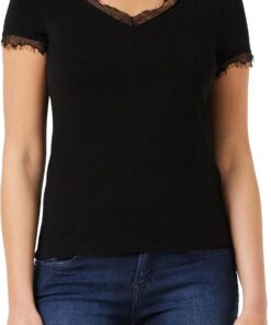 Morgan Tshirt Manches Courtes Col V Dentelle Dminol T-Shirt Mujer