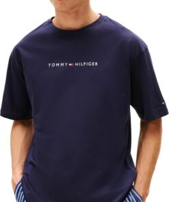 Tommy Hilfiger Camiseta de Manga Corta Hombre Logo con Cuello Redondo