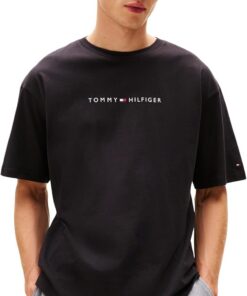 Tommy Hilfiger Camiseta de Manga Corta Hombre Logo con Cuello Redondo