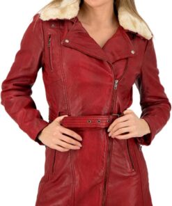 URBAN 5884 Milou Chaqueta de piel para mujer, abrigo largo hasta el muslo, de piel de cordero auténtica, chaqueta de invierno suave al tacto Mujer