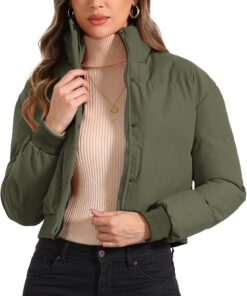 Allegra K Chaqueta bomber de invierno para mujer, holgada, acolchada, ligera
