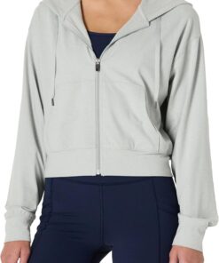 Amazon Essentials Sudadera Deportiva con Capucha y Cremallera, Ligera, Corta y de Alto Rendimiento Mujer